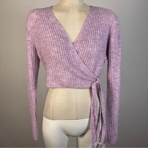 Urban Outfitters Y2K Lavender Knit Wrap Sweater L